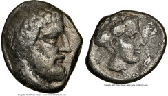 CILICIA. Nagidus. Ca. 420-370 BC. AR stater (22mm, 11h). NGC Fine. Bearded head of Dionysus right, wearing ivy wreath / ΝΑΓΙΔΕΩΝ, head of Aphrodite ri...