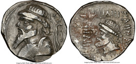 ELYMAIS KINGDOM. Kamnaskires V (ca. 54-32 BC). AR tetradrachm (26mm, 10h). NGC VF. Seleucia ad Hedyphon. Diademed, draped bust of Kamnaskires V left; ...