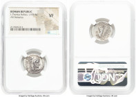L. Thorius Balbus (ca. 105 BC). AR denarius (20mm, 4h). NGC VF. Rome. I•S•M•R, head of Juno Sospita right, clad in goat-skin / L•THORIVS / BALBVS, bul...
