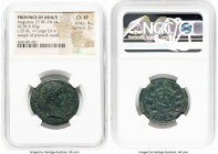 Augustus (27 BC-AD 14). AE sestertius (28mm, 9.92 gm, 12h). NGC Choice XF 4/5 - 3/5. Province of Asia, ca. 25 BC. AVGVSTVS, bare head of Augustus righ...