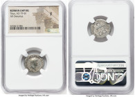 Titus, as Augustus (AD 79-81). AR denarius (19mm, 5h). NGC Fine. Rome, AD 80, January 1-July 1. IMP TITVS CAES VESPASIAN AVG P M, laureate head of Tit...