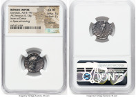 Domitian, as Caesar (AD 81-96). AR denarius (19mm, 3.13 gm, 7h). NGC Choice VF 3/5 - 2/5, brushed. Rome, AD 75. CAES AVG F-DOMIT COS III, laureate hea...