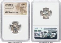 Nerva (AD 96-98). AR denarius (17mm, 3.13 gm, 5h). NGC Choice AU 5/5 - 2/5, brushed. Rome, AD 97. IMP NERVA CAES AVG P M TR P COS III P P, laureate he...