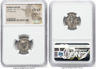 Hadrian (AD 117-138). AR denarius (18mm, 6h). NGC Choice VF, Fine Style. H-ADRIANVS-AVG COS III P P, bare head of Hadrian right / ITA-LIA, Italia stan...
