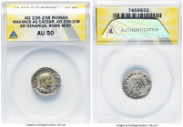 Maximus (AD 235/6-238). AR denarius (20mm, 11h). ANACS AU 50. Rome, AD 236-238. MAXIMVS CAES GERM, bare headed, draped bust of Maximus right, seen fro...