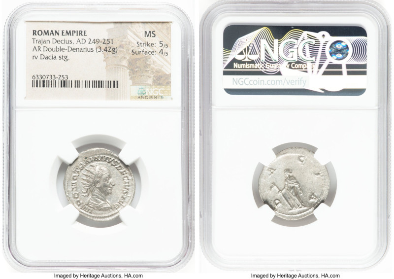 Trajan Decius (AD 249-251). AR antoninianus (23mm, 3.42 gm, 11h). NGC MS 5/5 - 4...