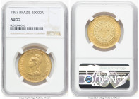 Republic gold 20000 Reis 1897 AU55 NGC, Rio de Janeiro mint, KM497, LMB-717. HID09801242017 © 2022 Heritage Auctions | All Rights Reserved