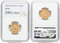 Republic gold 10 Colones 1900 AU55 NGC, Philadelphia mint, KM140, Fr-20. Last year of three year type. HID09801242017 © 2022 Heritage Auctions | All R...