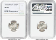 Russian Duchy. Nicholas II 50 Pennia 1914-S MS67 NGC, Helsinki mint, KM2.2. HID09801242017 © 2022 Heritage Auctions | All Rights Reserved