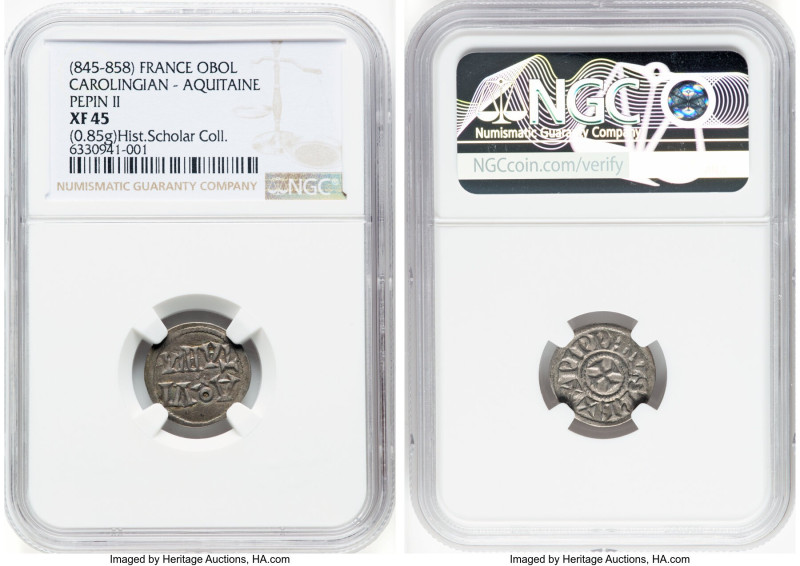 Carolingian. Pepin II Obol ND (845-858) XF45 NGC, Aquitaine mint, MEC-812, M&G-6...