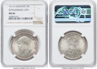 Schaumburg-Lippe. Albrecht Georg 3 Mark 1911-A MS66 NGC, Berlin mint, KM55, J-166. HID09801242017 © 2022 Heritage Auctions | All Rights Reserved