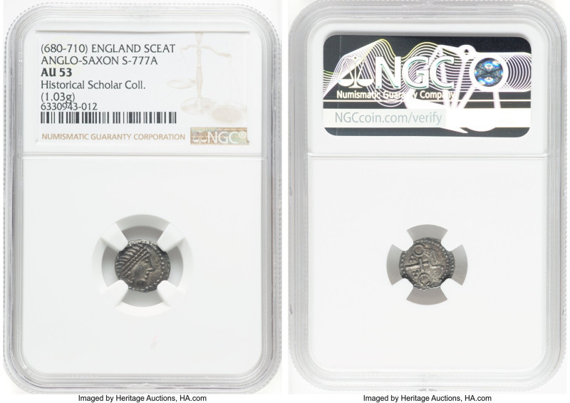 Early Anglo-Saxon. Primary Phase Sceat ND (680-710) AU53 NGC, Series BI, S-777. ...