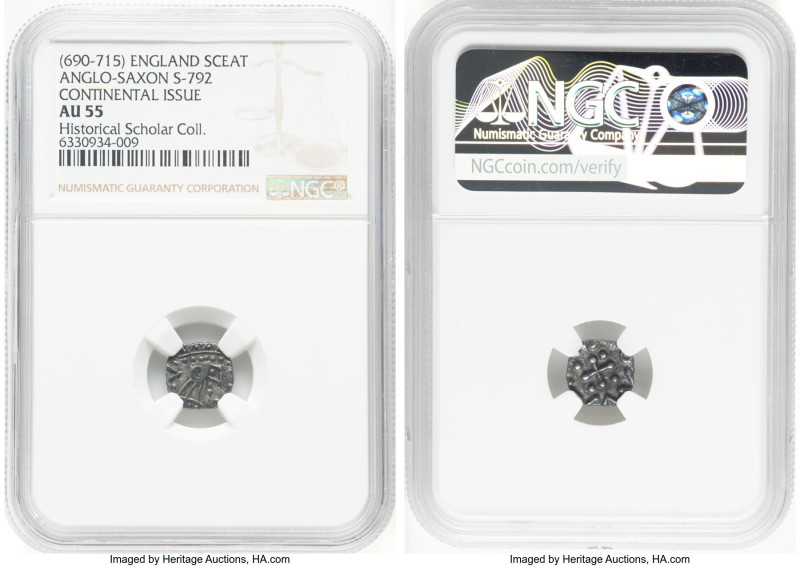 Early Anglo-Saxon. Continental Sceat ND (695-740) AU55 NGC, Series D, Type 2c. S...