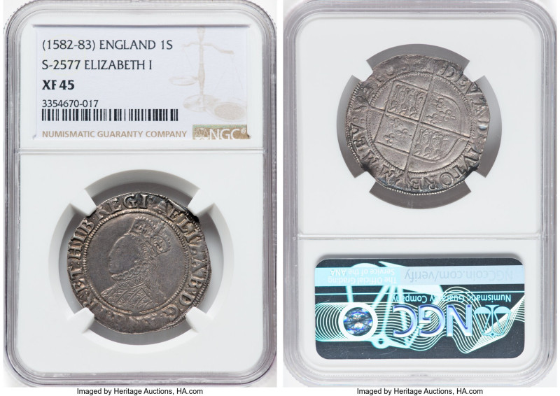 Elizabeth I (1558-1603) Shilling ND (1582-1583) XF45 NGC, London mint, Bell mm, ...