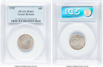 George III 6 Pence 1787 MS63 PCGS, KM606.1, S-3749. Without hearts in Hanoverian shield. HID09801242017 © 2022 Heritage Auctions | All Rights Reserved...