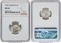 Victoria 6 Pence 1853 MS64 NGC, KM733.1, S-3908. HID09801242017 © 2022 Heritage Auctions | All Rights Reserved