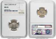 Victoria 6 Pence 1865 MS65 NGC, KM733.2, S-3909. Die #15. HID09801242017 © 2022 Heritage Auctions | All Rights Reserved