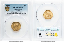 Victoria gold 1/2 Sovereign 1853 MS63 PCGS, KM735.1, S-3859. HID09801242017 © 2022 Heritage Auctions | All Rights Reserved