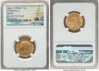 Victoria gold "Inverted 4/4" Sovereign 1844 AU50 NGC, KM736.1, S-3852, Marsh-27A (R2). A rare overdate with the first '4' in 1844 is an inverted 4 pun...
