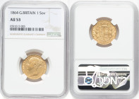 Victoria gold Sovereign 1864 AU53 NGC, KM736.2, S-3853. HID09801242017 © 2022 Heritage Auctions | All Rights Reserved