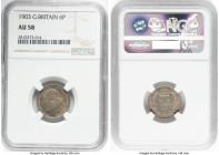 Edward VII Pair of Certified Assorted 6 Pence NGC, 1) 6 Pence 1903 - AU58, KM799, S-3983 2) 6 Pence 1907 - AU58, KM799, S-3983 HID09801242017 © 2022 H...
