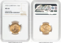 George V gold Sovereign 1925 MS66 NGC, KM820, S-3996. HID09801242017 © 2022 Heritage Auctions | All Rights Reserved