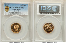George VI gold Proof 1/2 Sovereign 1937 PR64 Cameo PCGS, KM858, S-4077. A few scattered carbon spots, but otherwise an attractive example. HID09801242...