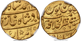 Mughal Empire. Muhammad Shah gold Mohur AH 1136 Year 6 (1723/1724) MS64 NGC, Akbarabad mint, KM438.2, Fr-830. A seldom-seen and early reign issue best...