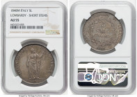 Lombardy-Venetia. Provisional Government 5 Lire 1848-M AU55 NGC, Milan mint, KM-C22.1. Short Stems variety. HID09801242017 © 2022 Heritage Auctions | ...