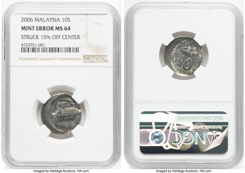 Constitutional Monarchy Mint Error - Struck 15% Off Center 10 Sen 2006 MS64 NGC,...