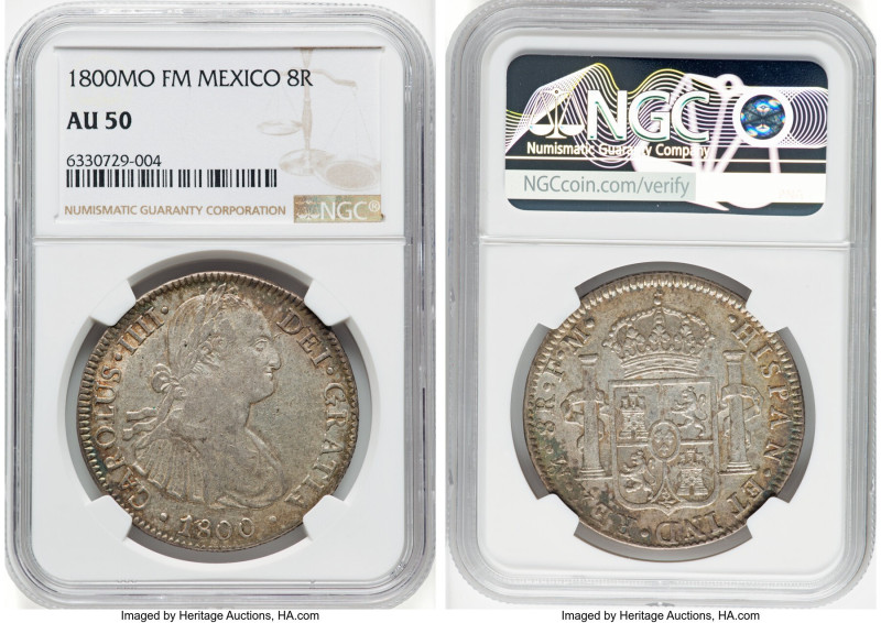 Charles IV 8 Reales 1800 Mo-FM AU50 NGC, Mexico City mint, KM109. HID09801242017...