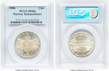 Haakon VII "Independence" 2 Kroner 1906 MS66 PCGS, Kongsberg mint, KM363. One year type. HID09801242017 © 2022 Heritage Auctions | All Rights Reserved...