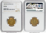 Ferdinand VII gold 2 Escudos 1815 S-CJ VF20 NGC, Seville mint, KM483.2. From the Doc Madison Collection HID09801242017 © 2022 Heritage Auctions | All ...