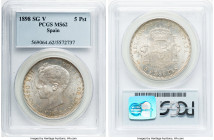 Alfonso XIII 5 Pesetas 1898(98) SG-V MS62 PCGS, Madrid mint, KM707, Cal-27. HID09801242017 © 2022 Heritage Auctions | All Rights Reserved