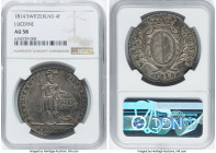 Lucerne. Canton 4 Franken 1814 AU58 NGC, KM109, HMZ-668c. Mintage: 44,000. Two year type. HID09801242017 © 2022 Heritage Auctions | All Rights Reserve...