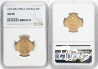Ali Bey gold 20 Francs AH 1308 (1891)-A AU58 NGC, Paris mint, KM227. HID09801242017 © 2022 Heritage Auctions | All Rights Reserved