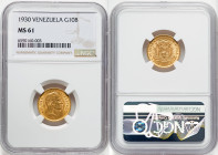 Republic gold 10 Bolivares 1930 MS61 NGC, Philadelphia mint, KM-Y31. HID09801242017 © 2022 Heritage Auctions | All Rights Reserved