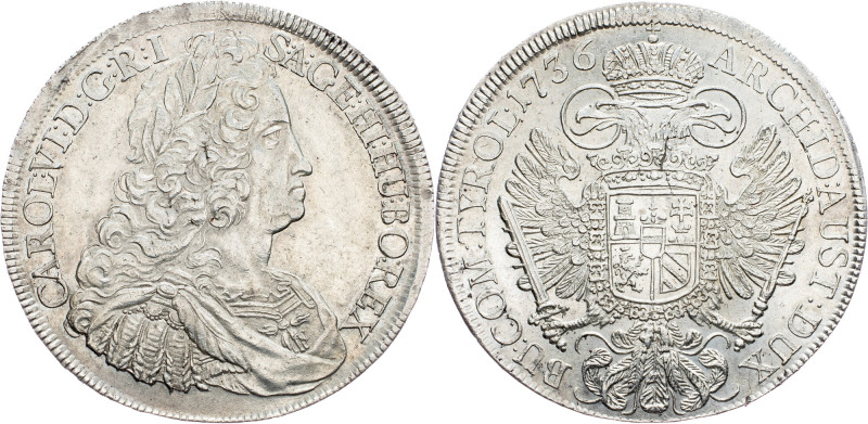 Charles VI., 1 Thaler 1736, Vienna Charles VI., 1 Thaler 1736, Vienna, Ag, Her. ...