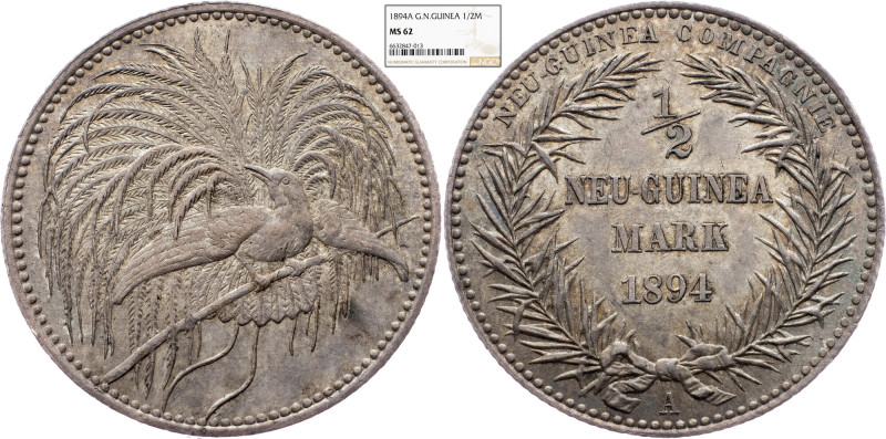 German New Guinea, 1/2 Mark 1894, Berlin, NGC MS 62 German New Guinea, 1/2 Mark ...