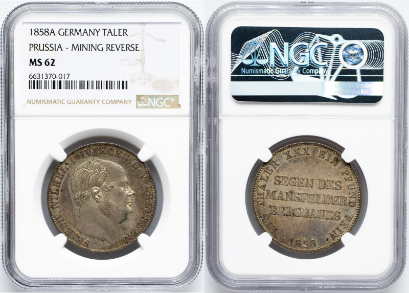 Germany, 1 Thaler 1858, A, NGC MS 62 PL Germany, 1 Thaler 1858, A, 18,52 g, Ag (...