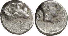 (400-340 a.C.). Caria. Halicarnaso. Hemióbolo. (S. falta) (SNG. Helsinki 873). 0,54 g. MBC.
