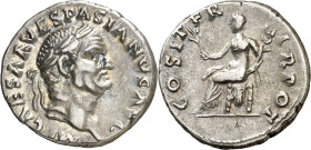 (70 d.C.). Vespasiano. Denario. (Spink 2285) (S. 94h) (RIC. 29). 3,45 g. MBC+.