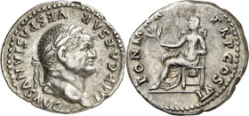 (75 d.C.). Vespasiano. Denario. (Spink 2301) (S. 366) (RIC. 772). 3,47 g. EBC-/MBC+.