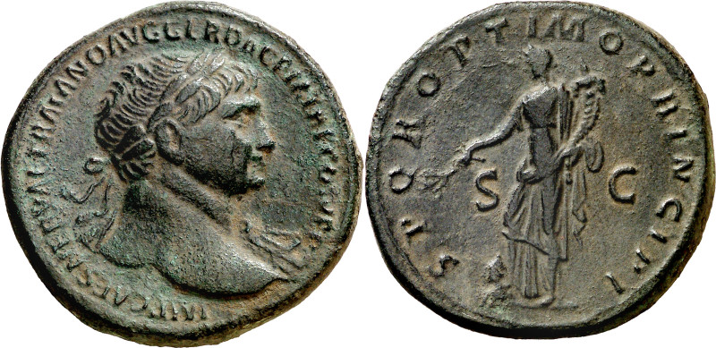 (104 d.C.). Trajano. Sestercio. (Spink 3198 var) (Co. 407) (RIC. 503 var). 27,15...