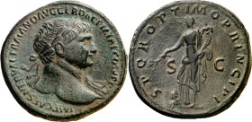 (104 d.C.). Trajano. Sestercio. (Spink 3198 var) (Co. 407) (RIC. 503 var). 27,15 g. MBC+.