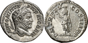 (212 d.C.). Caracalla. Denario. (Spink 6829 var) (S. 195) (RIC. 194). 3,13 g. EBC.
