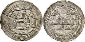 Emirato Independiente. AH 161. Abderrahman I. Al Andalus. Dirhem. (V. 59) (Fro. 1). Grieta por doblez. 2,70 g. (MBC+).