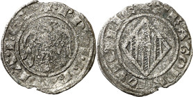 Pere II (1276-1285). Sicília. Doble diner. (Cru.V.S. 329) (Cru.C.G. 2146) (MIR. 176). Rara. 0,67 g. MBC-.
