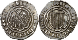 Frederic III de Sicília (1296-1337). Sicília. Pirral. (Cru.V.S. 577) (Cru.C.G. 2563) (MIR. 184). Pátina oscura. 3,25 g. MBC+.