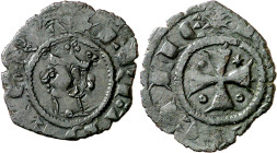 Frederic III de Sicília (1296-1337). Sicília. Diner. (Cru.V.S. 585) (Cru.C.G. 2567g) (MIR. 185). 0,67 g. MBC/MBC+.